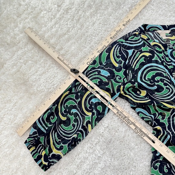 Banana Republic Blouse Womens Medium Swirl Print LS Boho Abstract Hippie Gypsy - Picture 5 of 11